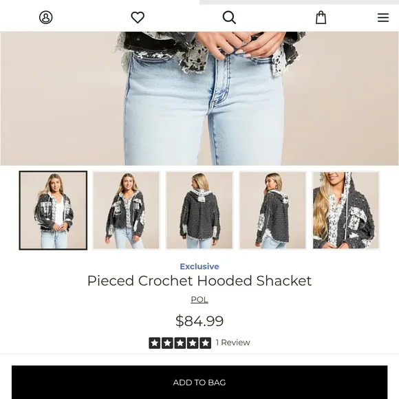 POL Black and White Crochet-Trim Hooded Jacket - Picture 3 of 9